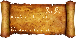 Komán Jácint névjegykártya